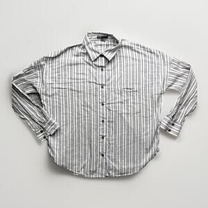 Vince Button Up Shirt Womens Small Oversized Boxy Striped Long Sleeve